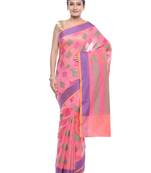 Yellow woven art silk saree with blouse