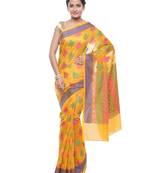 Green woven art silk saree with blouse