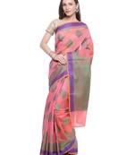 Yellow woven art silk saree with blouse