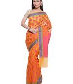 Green woven art silk saree with blouse