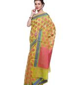 Orange woven art silk saree with blouse