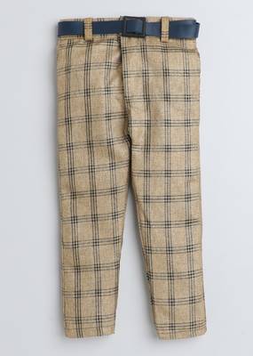Beige plain cotton silk boys-suit 5