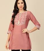 Peach Colour Girlish Casual Short Kurti For Trendy Looks