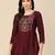 Wine Colour Girlish Casual Short Kurti For Trendy Looks