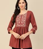 Brown  Colour Girlish Casual Short Kurti For Trendy Looks