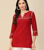 Red Colour Girlish Casual Short Kurti For Trendy Looks