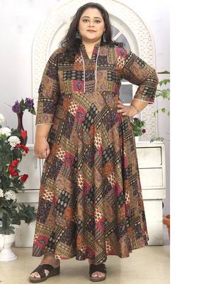 Green Colour Smart Printed Plus Size Kurti 1