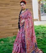 Pink Kalamkari Print Fancy Traditional Saree