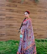 Blue Kalamkari Print Fancy Traditional Saree