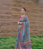 Green Kalamkari Print Fancy Traditional Saree