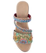 Violet & sea green block heels