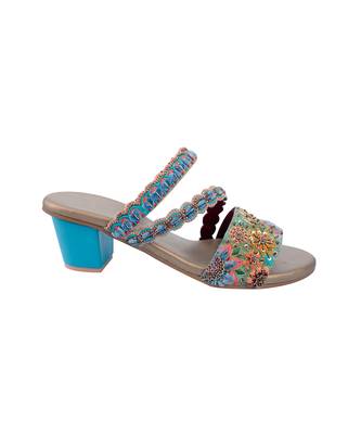 Violet & sea green block heels 2