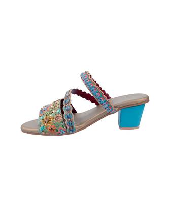 Violet & sea green block heels 3