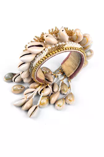 Shell tassel bangles (set of 2)
