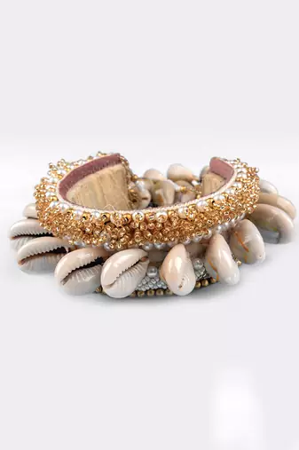Shell tassel bangles (set of 2)