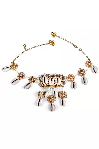 Shell drop choker necklace