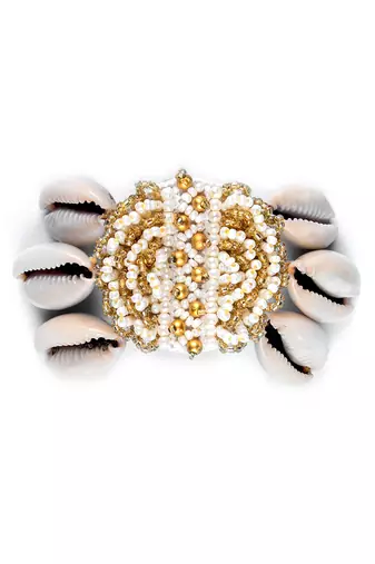White & golden adjustable ring
