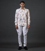 Ivory floral digital printed shirt