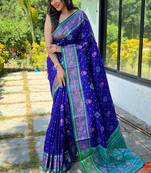 Violet woven silk saree with blouse