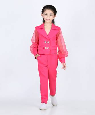Hot pink organza power pant set 1