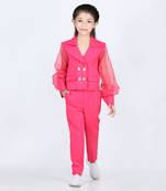 Hot pink organza power pant set