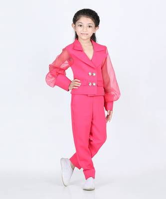 Hot pink organza power pant set 2