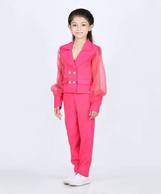 Hot pink organza power pant set 3