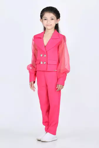 Hot pink organza power pant set