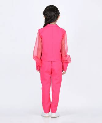 Hot pink organza power pant set 4