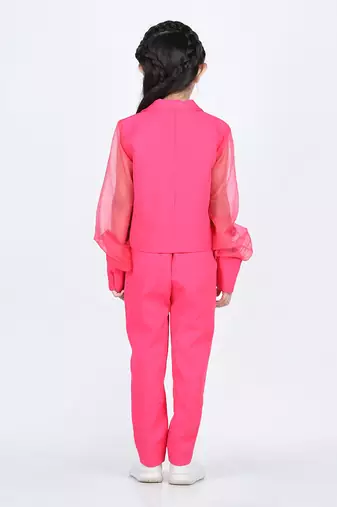 Hot pink organza power pant set