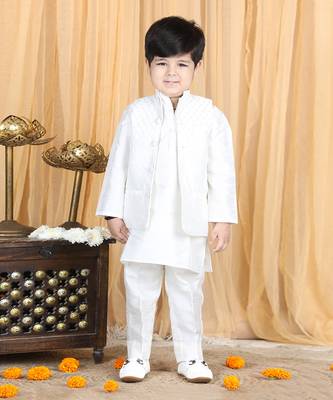 White kurta jacket set 1