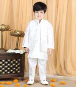 White kurta jacket set