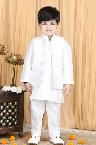 White kurta jacket set