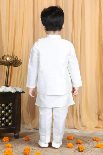 White kurta jacket set