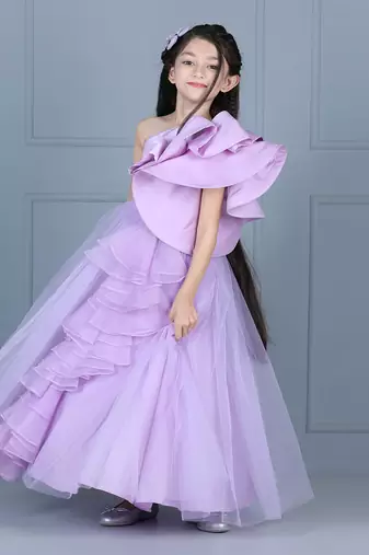 Lilac off shoulder gown
