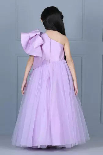 Lilac off shoulder gown