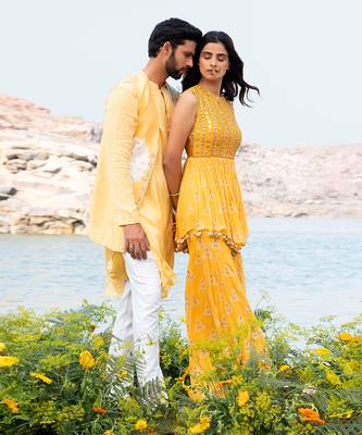 Featuring A Yellow Peplum Set With Sharara 4