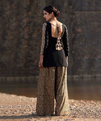 Featuring A Black Suit In Brocade With Salwar 3