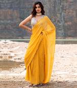 Featuring A Yellow Saare With Grey Blouse