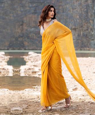 Featuring A Yellow Saare With Grey Blouse 2