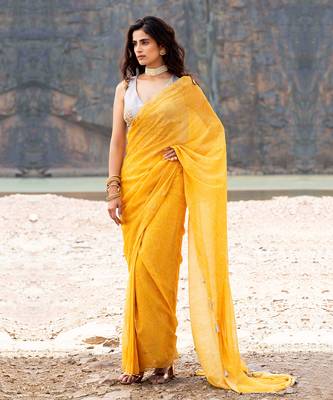 Featuring A Yellow Saare With Grey Blouse 4