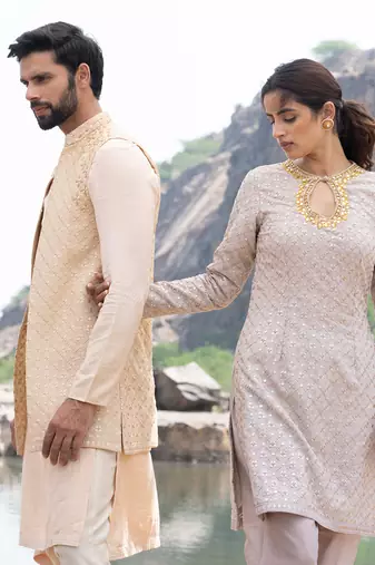 Featuring A Grey Pakistani Suit