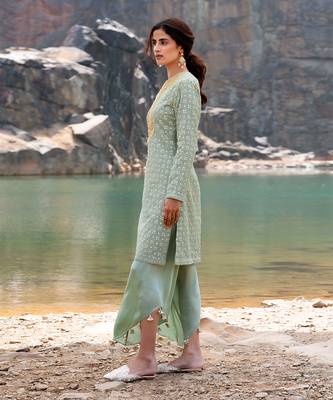 Featuring A Pista Green Pakistani Suit With Dhoti 2