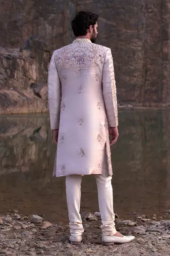 Beige Coloured Sherwani With Accessories