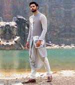 Lava Grey Coloured Kurta Jacket Set With Box Pants
