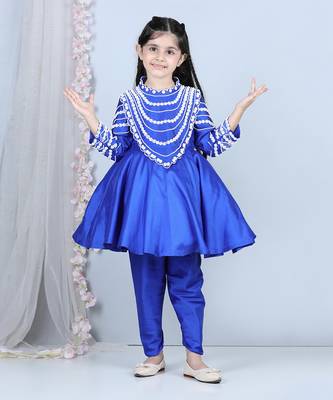 Electric blue peplum kurta set 2