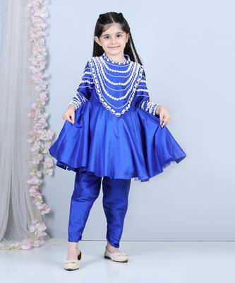 Electric blue peplum kurta set 1
