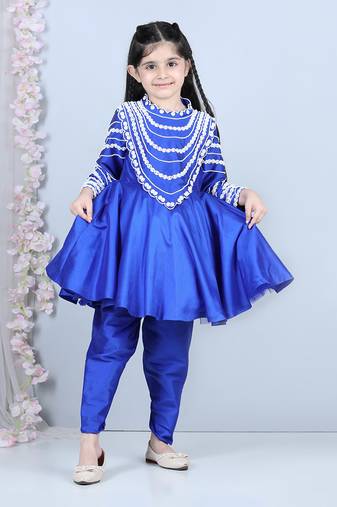 Electric blue peplum kurta set