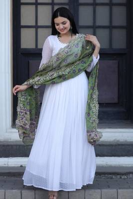 Georgette Thousand Butti Printed Gown With Dupatta 2