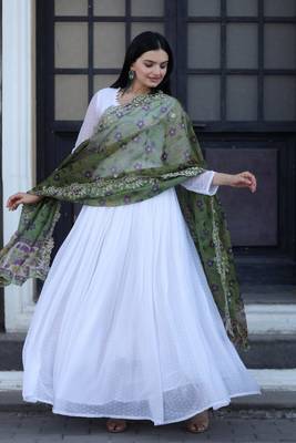 Georgette Thousand Butti Printed Gown With Dupatta 3